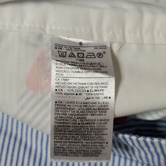 Old Navy Blue/White Stripe Floral Everyday Shorts0 - Picture 4 of 5